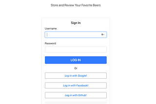 Login screen for Brew Bank App