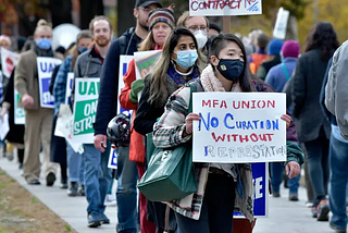 Museum workers protesting