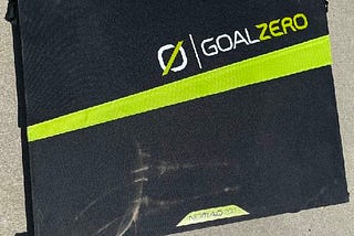 Image of the closed product with “Goal Zero” logo on front. Slight dusty smudge on the cover.