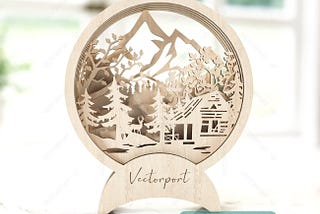 Christmas Wood Decorative New Year Wooden House Vector Plan DIY Scene Multilayer Digital Download |SVG |#151|