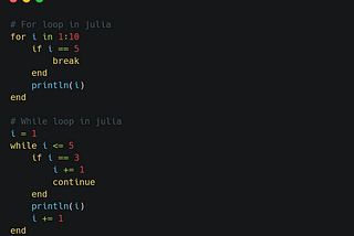 Loops in Julia Programming Language