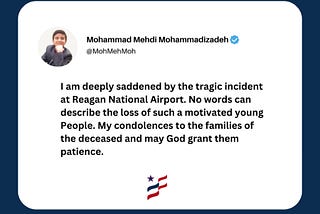 I am deeply saddened by the tragic incident at Reagan National Airport.