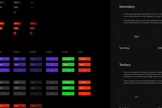 Screenshot of a design system’s buttons.