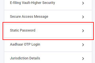 Static Password, New Income Tax Portal, Income Tax Website