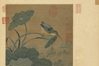 Kingfisher and Autumn Lotuses