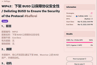 WIP43 Voting Ends, BUSD Will Be Delisted to Ensure the Security of the Protocol