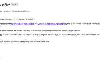 Google Play Account Termination on a New Account.