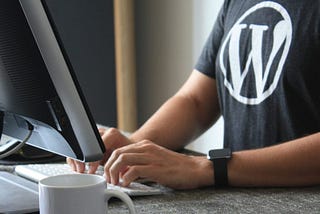WordPress website developer typing on a computer