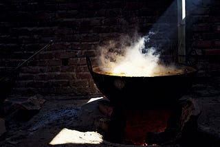 Food cooked in Kadai using firewood