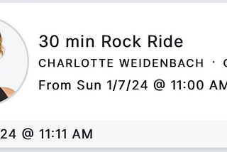 Charlotte 30 min Rock Ride from 1/7/24