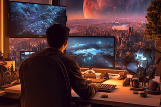 a game developer designing an MMORPG at his desk