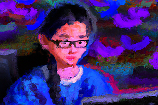 Impressionist painting of a girl child who codes