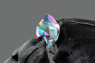 A diamond with all colorful color reflection stuck between two stones