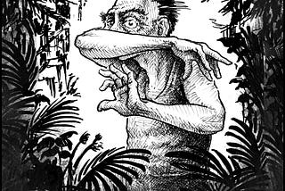 The Bela Lugosi — A drawing of a mask fail seen on a hike. Drawing by ER Flynn