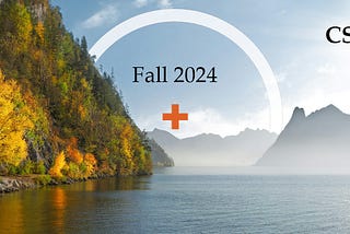 A beautiful mountain lake in early fall. Text reads: Fall 2024.