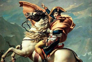 Napoleon’s portrait with his iconic white horse.