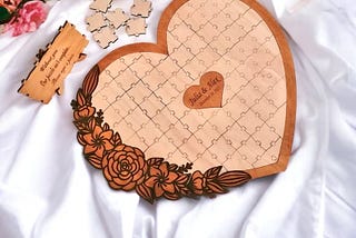 Unique Wedding Guest Book Ideas: Layered Wood Puzzle Sign