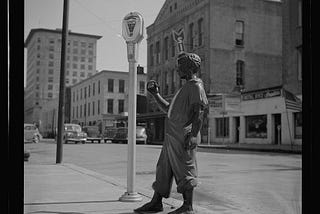 Galveston, Texas. Hitching post and parking meter