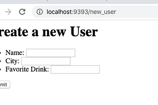 Browser rendering of new_user form