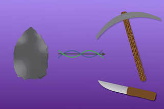 Image of a carved stone used as a tool to dig or cut has now transformed into many different tools like a knife and a pickaxe dictating good designes
