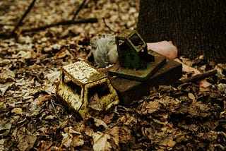 Rusty toys in dead leaves