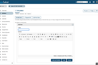 Sakai v20.1 LMS — Chapter 3: Syllabus