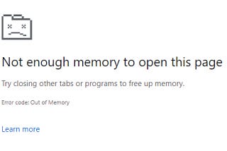 Google chrome: out of memory error code