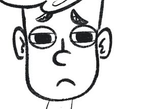 A cartoon teenage boy who looks very unhappy.