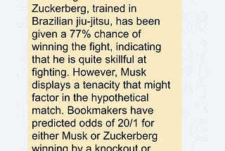 When I ask ChatZilla for Elon Musk and Mark Zuckberg, who will won??🤔