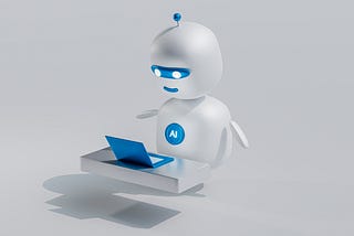 A robot looking at a laptop computer