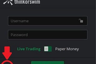 An image showing the settings cog on the thinkorswim login screen