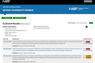 NIST NVD Analysis for Adobe Premiere Rush