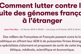 Après la fuite des cerveaux, la fuite des génomes !