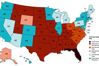 Safe Map for Trans People as of June 2023