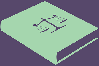 Purple background with aqua silhouette of a law textbook