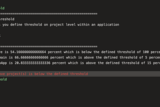 Project Wise Code Coverage Thresholds