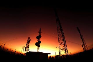 Radio Towers in Brazil at Sunset