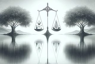 I’ve created an image that encapsulates the concept of balance in peace, portrayed in serene greyscale. The illustration invites reflection on harmony, inner peace, and the importance of maintaining balance in life.