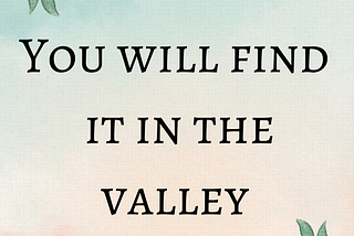 You will find it in the valley