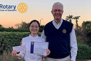 Grace Liang, 4S Scholar Class of 2022, wins Rotary Club of Glendora’s Four-Way Speech Contest