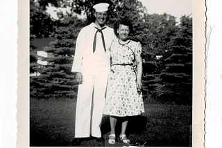 Dad with his mom, circa 1950, sharing a family sense of humor.