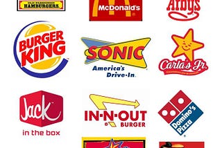 Fast Food Logos shown on The Hungry Colors blog by Stellen Design Graphic Design Agency in Los Angeles