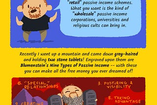 Comics page. I think about passive income a lot and divided the ways of getting it up into nine distinct types.