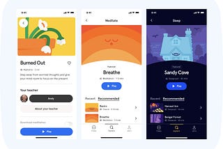 Interactive elements and visual design of headspace app