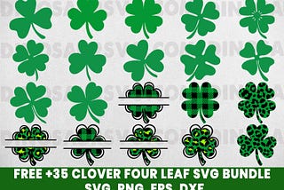 Free +35 Clover, Shamrock Leaf SVG Bundle Cut Files For Cricut