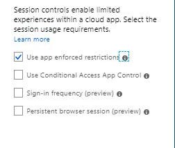 Conditional Access - app enforced restrictions. Compliance with Hybrid Join or Compliant devices.