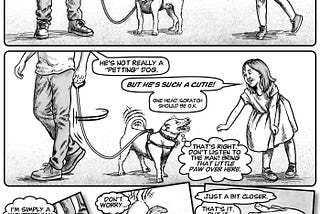 Deceptive Cutie page 1, a comic about my dog Zeke. Comic by E.R. Flynn
