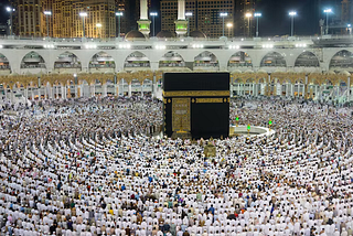 muslims crowd in makkah praying