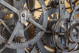 The mechanism of the old clock the clock tower