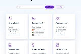 ShipEngine’s Redesigned Documentation Landing Page